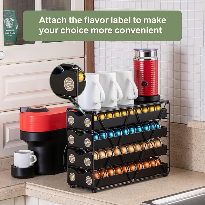 FlagShip Nespresso Pod Holder 80 Large Vertuo Pods Capacity 4 Tier | Vertical - Image 5