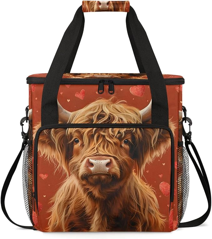 Brown Bull Coffee Maker Carring Bag, Large Insulated Storage Organizer Case by Home