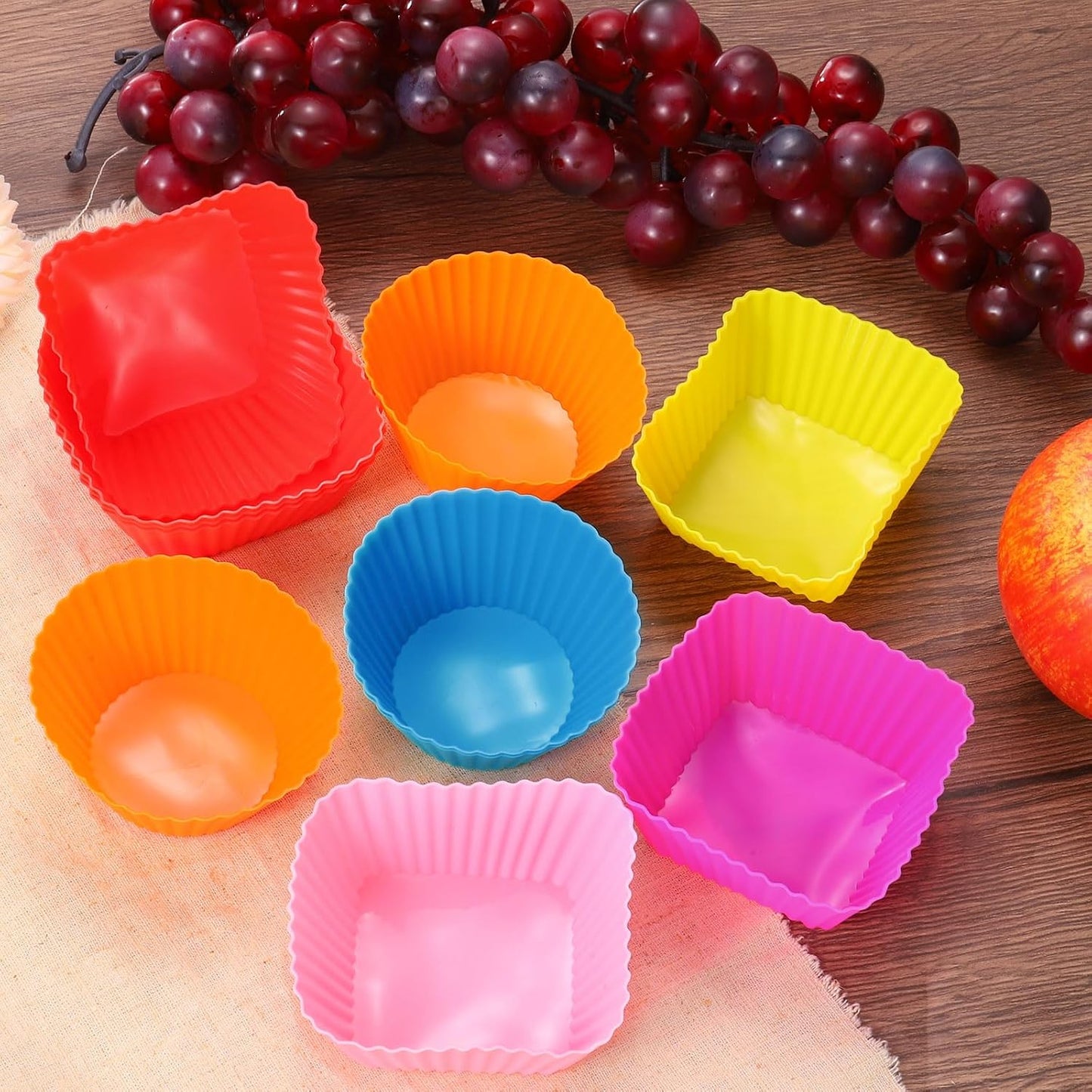 uxcell 36Pcs Silicone Cupcake Liners, Non-Stick Baking Cups, for Cooking Eggs, Baking Muffins and Make a Cake(Orange)