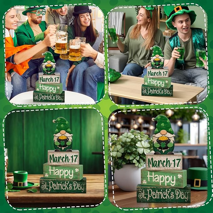 Lineshading 4 Pcs St Patricks Day Table Decoration Wooden St Patrick's Day - Image 4