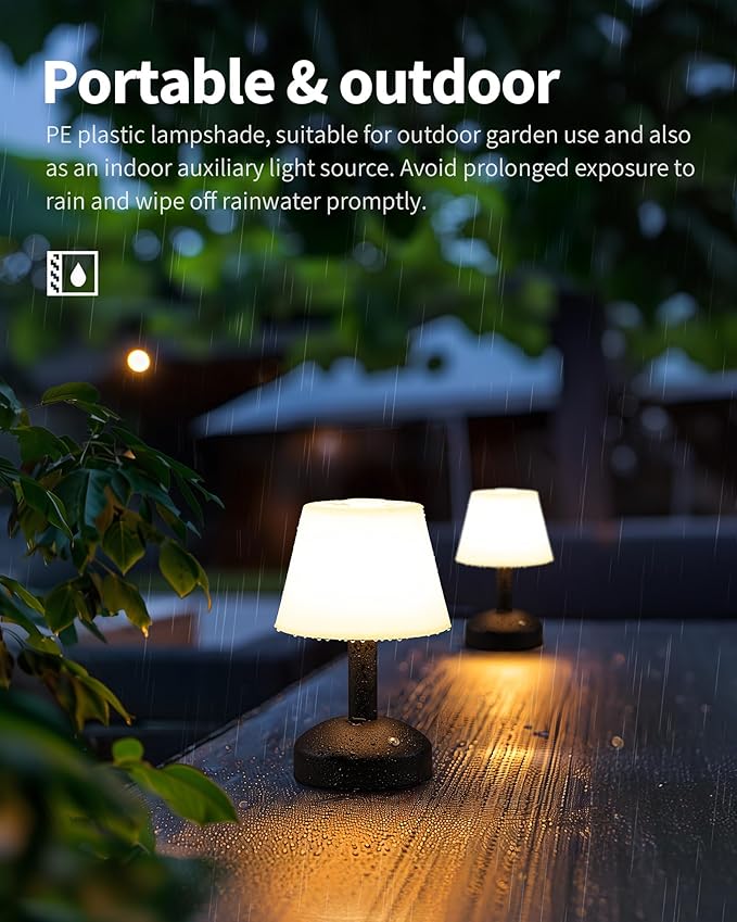 KDG Modern Cordless Small Table Lamps, Portable LED Dimmable Desk Lamp - Image 2