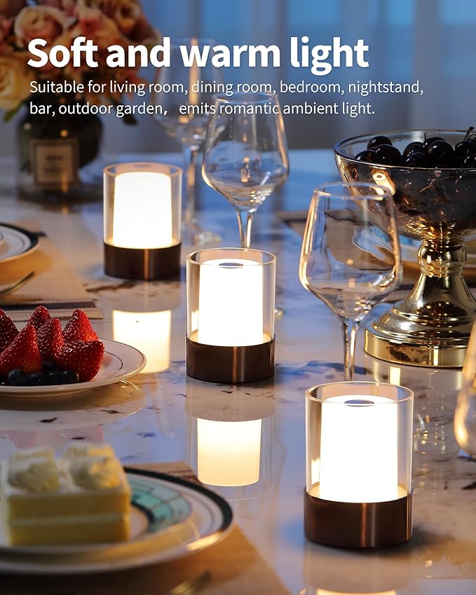 LED 4" Mini Cordless Table Lamp 2 Pack, Outdoor Waterproof Lamp, Rechargeable - Image 2