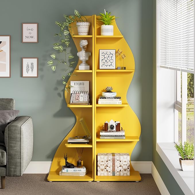 Tribesigns Corner Shelf, Modern 5-Tier Wall Corner Bookshelf, Stylish Corner - Image 4