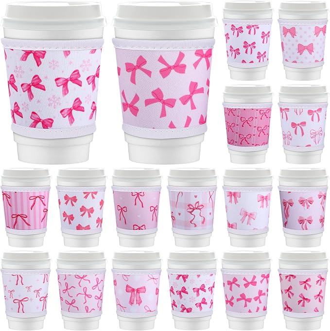 Potchen 16 Pack Reusable Iced Coffee Cup Sleeves Neoprene Insulated Drink Cup by Potchen