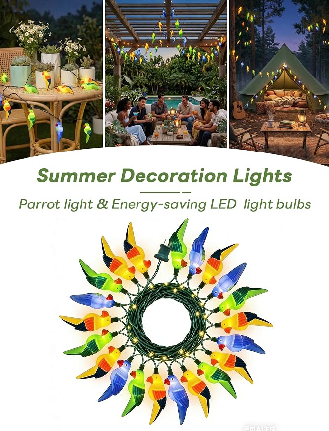 Parrot String Lights, 8.5FT 10 LED Summer String Lights - Image 3