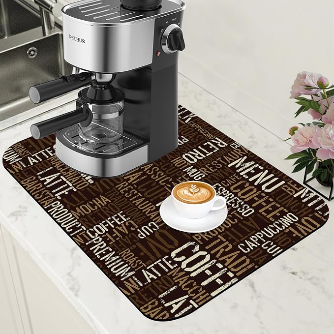 Vintage Coffee Cup Coffee Mat Absorbent Dish Drying Mat by Unknown