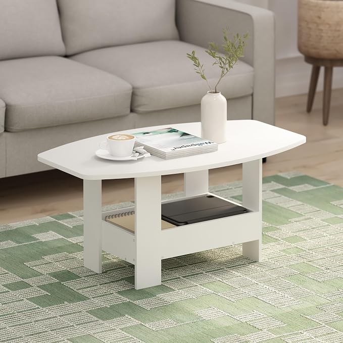 Furinno Simple Design Coffee Table, 2-Tier Modern Center Table - Image 2