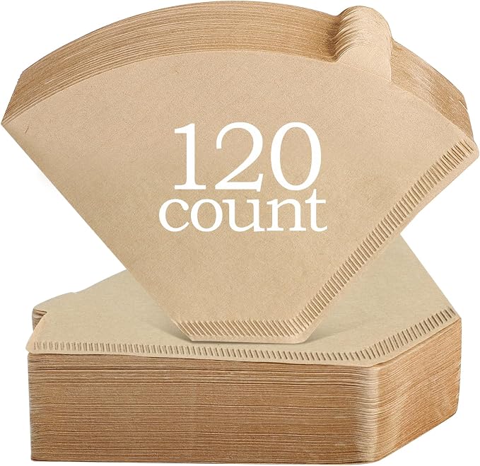 Niveaya 120 Count Coffee Filters #4, Unbleached Natural Brown Coffee Filters by Niveaya