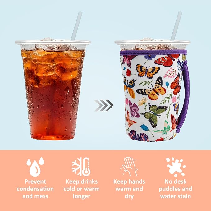 KJQJLY 3 Pack Reusable Iced Coffee Sleeves - Image 4