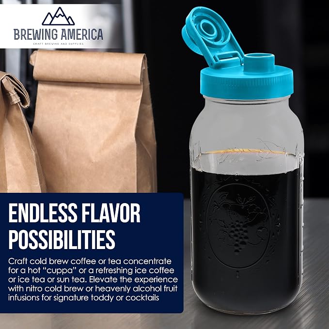 Brewing America Mason Jar Cold Brew Coffee Maker Infuser: Made in USA Wide - Image 3