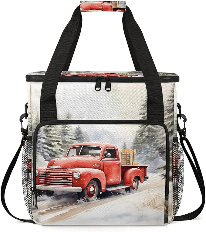 Red Truck Winter Forest Coffee Maker Carring Bag, Large Insulated Storage by Home