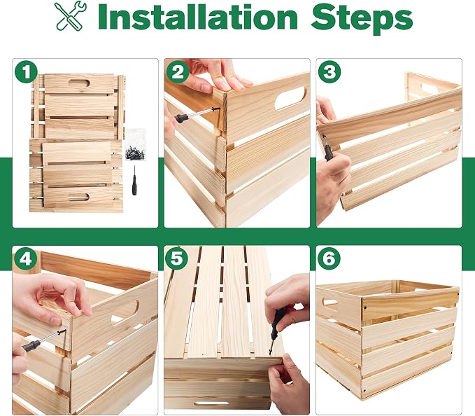 3 Pcs Large Wood Crates Box for Deco Storage Nesting Wood Boxes - Image 4