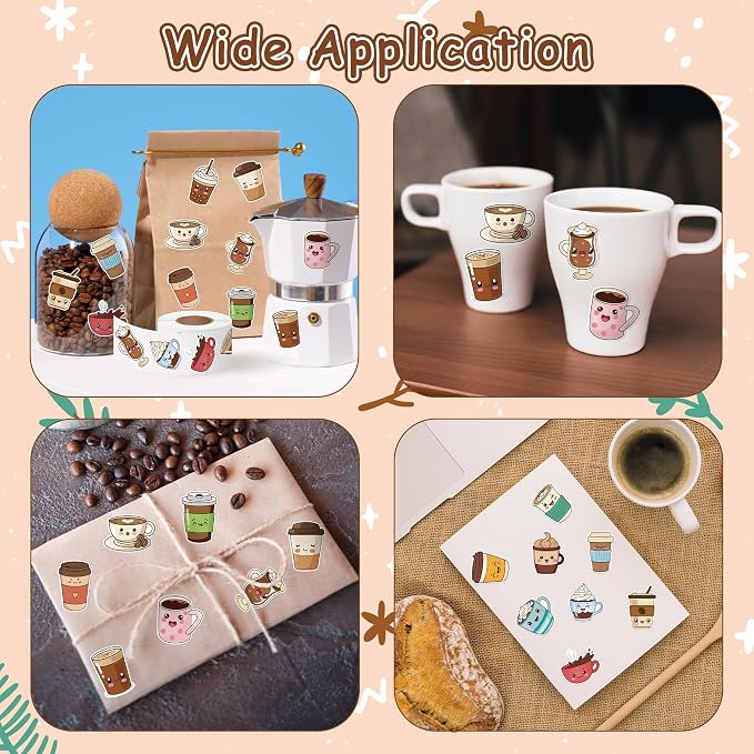Haooryx Cute Coffee Sticker Rolls - Image 7
