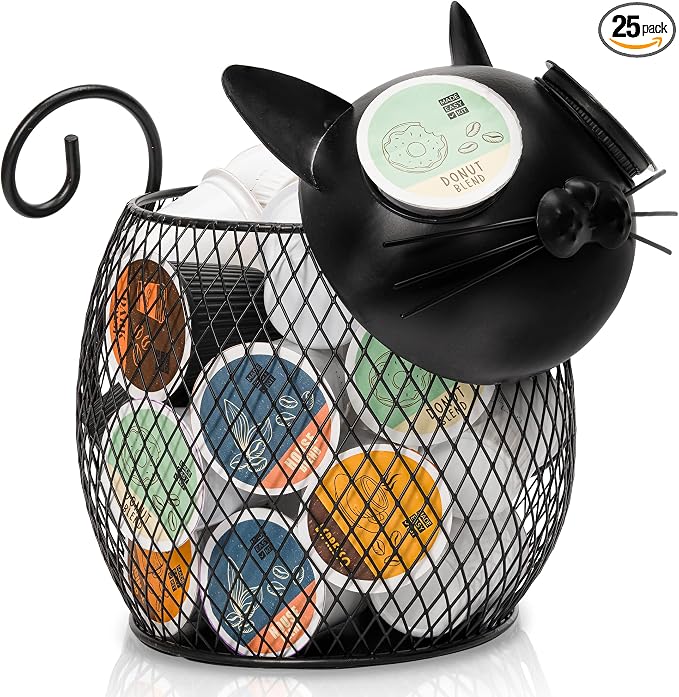 Made Easy Kit Cat Coffee Pod Holder Basket – Metal K-Cup Organizer by MadeEasyKit
