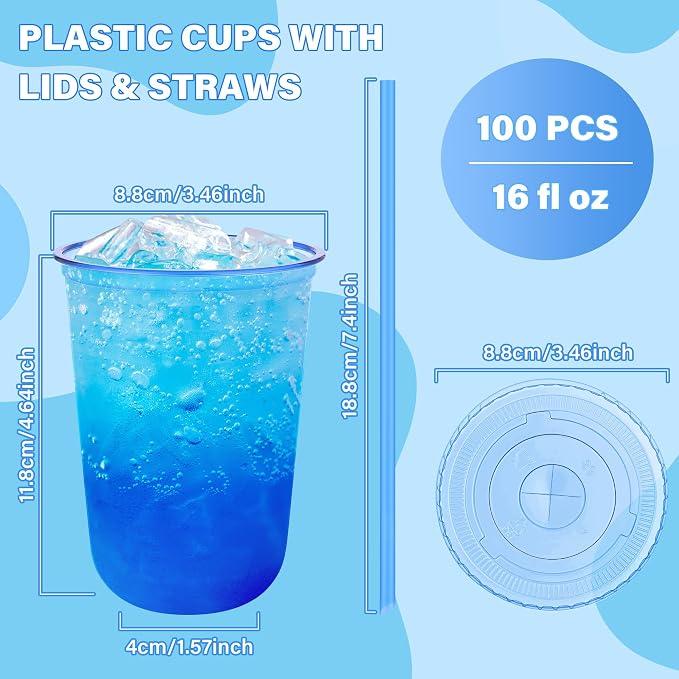 tchrules 100 Set 16oz Plastic Cups - Image 2
