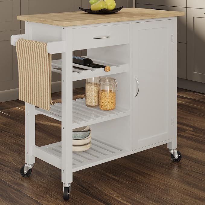 Kitchen Island with Towel Rack and Shelves - Image 5