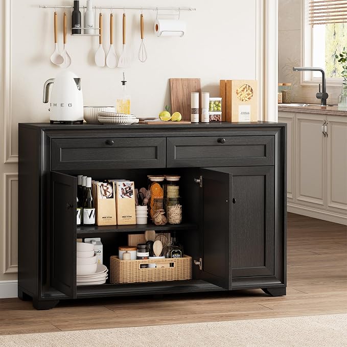 48 Inches Buffet Cabinet with Storage, Farmhouse Sideboard Buffet w/2 Drawers - Image 6