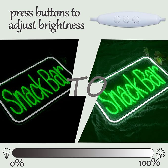 Snack Bar Neon Sign USB Powered Snacks Light Up Sign Dimmable Business Neon - Image 3