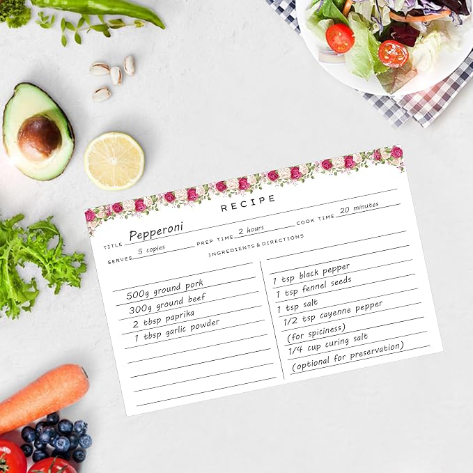 Recipe Cards 4x6, 60 Pack Double Sided Thick Recipe Index Cards Floral | 350gsm - Image 4