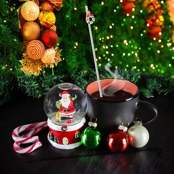 6Pcs Chrismas Charms Cocktail Stirrers Swizzle Sticks Stainless Steel 7.5" - Image 5
