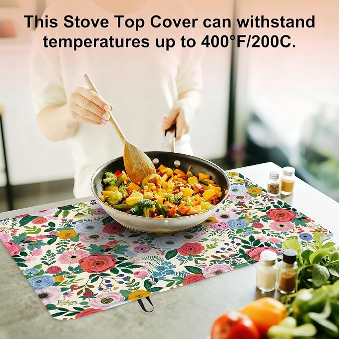Watercolor Flowers Stove Top Cover - Image 5