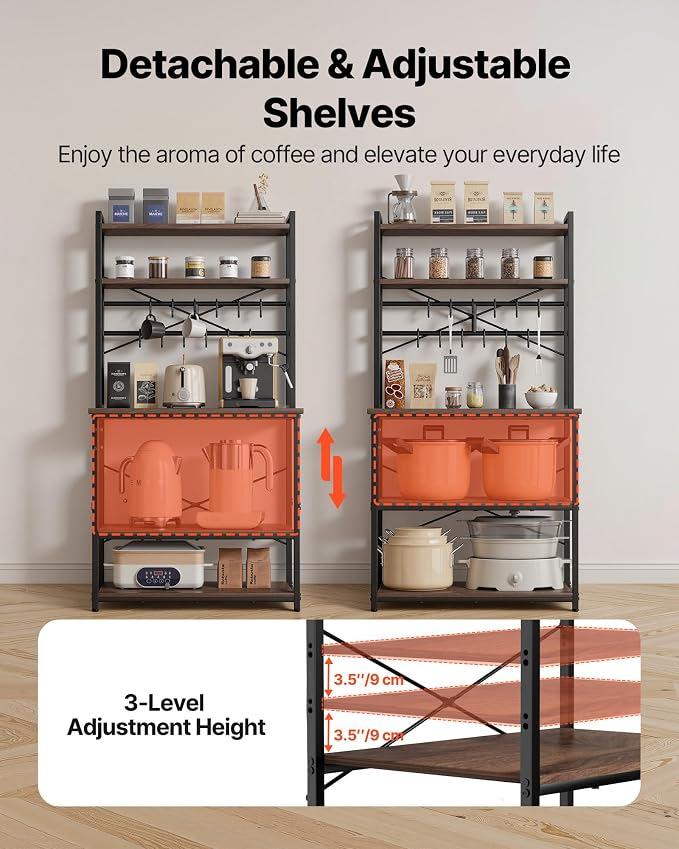 VEVOR Bakers Rack, 31.5 inch Width Microwave Stand, Kitchen Stand - Image 5