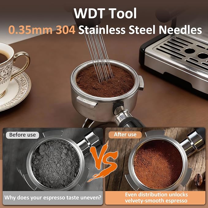 51mm Espresso Accessories Kit, Spring Loaded Calibrated Tamper, WDT Tool - Image 4