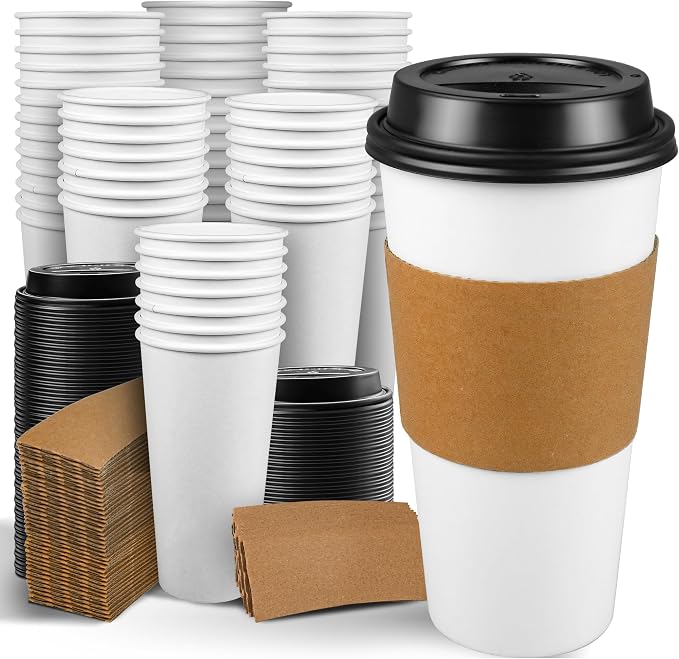 Ginkgo 100 Pack 20 oz Disposable Paper Coffee Cups by HOME