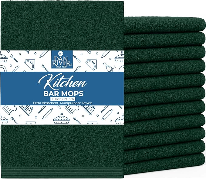 DAN RIVER Kitchen Bar Mops, 16 by 19 Inches, 100% Cotton Super Absorbent by DanRiver