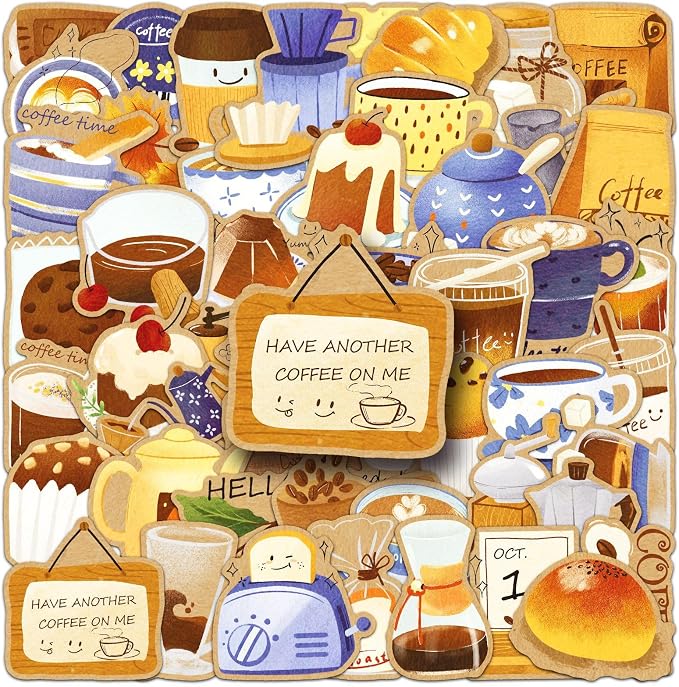50pcs Aesthetic Coffee Time Stickers - Image 5