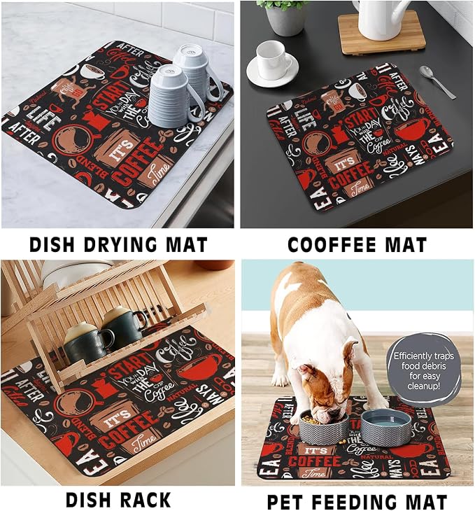 Coffee Bar Mat Rubber Dish Drying Mat - Image 4