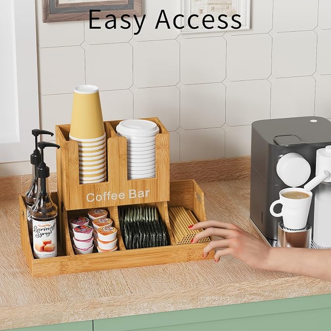 Coffee Station Organizer, Bamboo Coffee Bar Organizer - Image 4