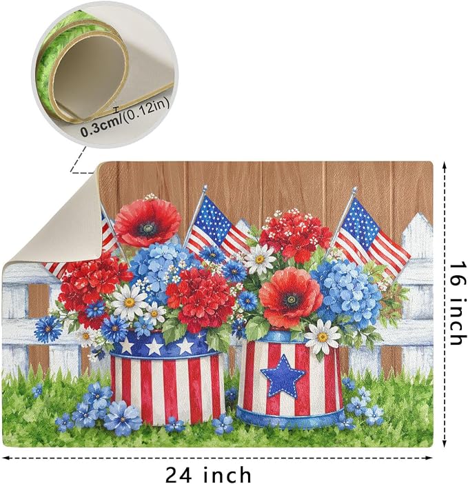 American Flag 4th of July Dish Drying Mat Absorbent Silicone Dry Pad - Image 2