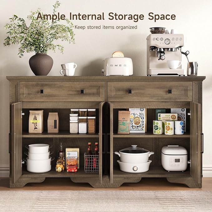 ONBRILL 55" Sideboard Buffet Cabinet, Kitchen Buffet Storage Cabinet, Large - Image 4