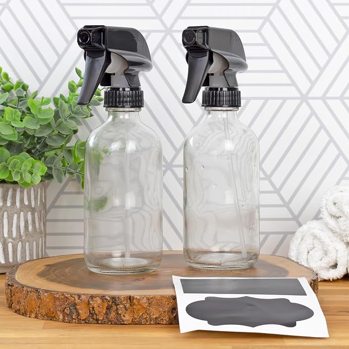 Cornucopia Brands 8-Ounce Clear Glass Spray Bottles; Boston Round Bottles w/ - Image 2