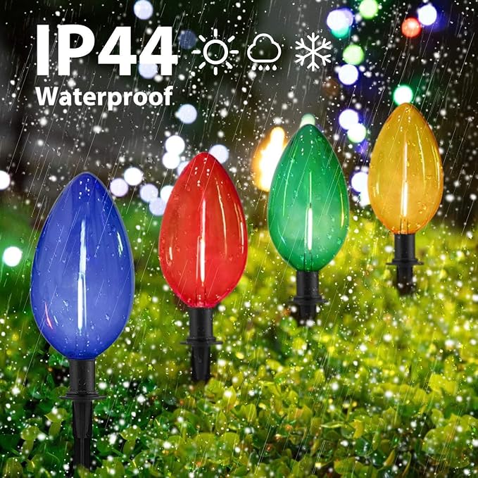 C9 Christmas Multicolor Pathway Lights, 7Ft Outdoor Christmas Pathway Markers - Image 3