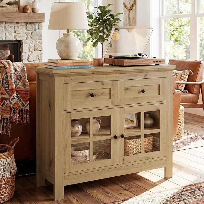72" Buffet Cabinet Sideboard, Large Coffee Bar Cabinet - Image 6