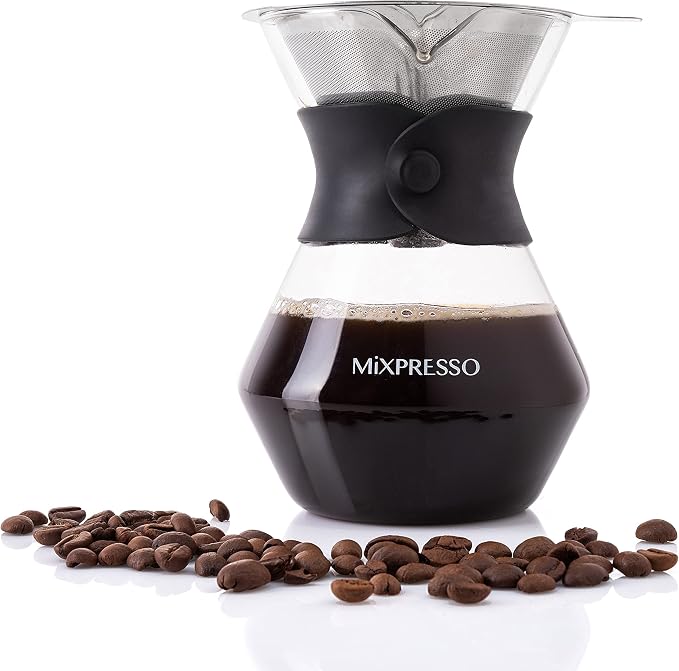 Mixpresso Pour Over Coffee Maker Set Glass Carafe Borosilicate White Protective by Mixpresso