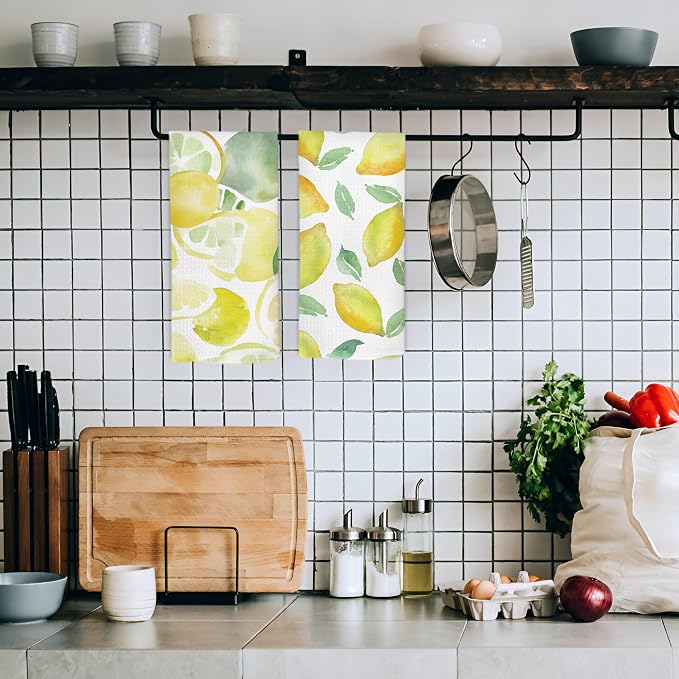 Summer Lemon Kitchen Dish Towels 16x24 Inch Set of 2, Summer Seasonal Holiday - Image 5