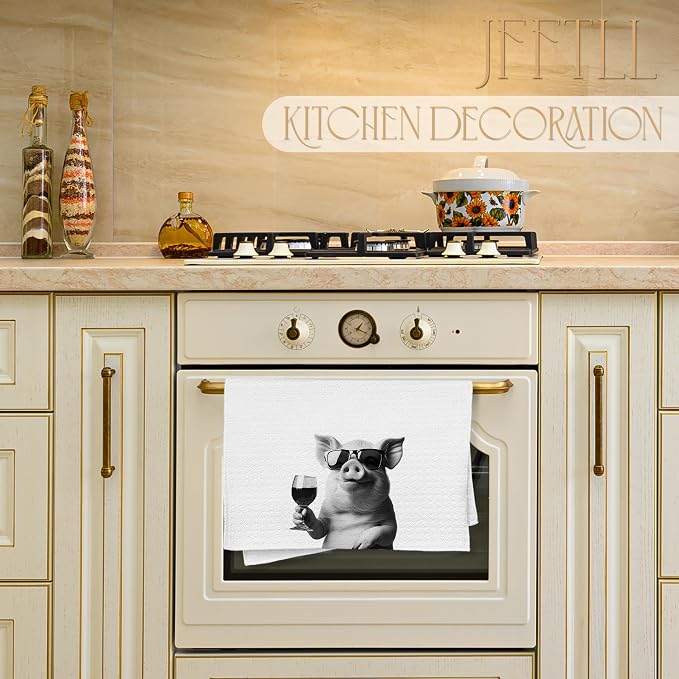 Pig Decor Kitchen Towels, Pig Gift Dish Tea Towel - Image 3