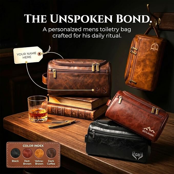 Ayperoad® Personalized Leather Toiletry Bag - Image 2
