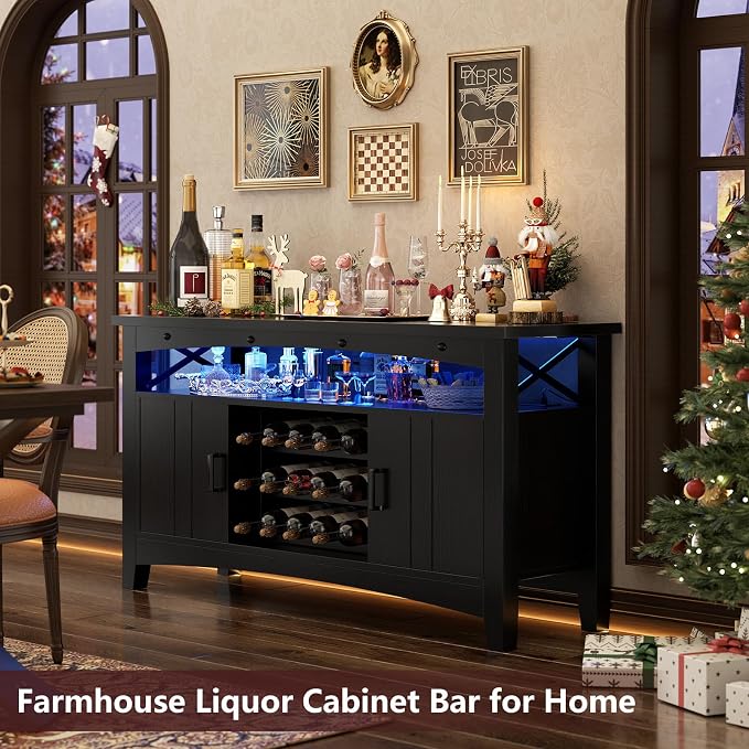 Armocity Farmhouse Coffee Bar Cabinet, Liquor Cabinet Bar - Image 6