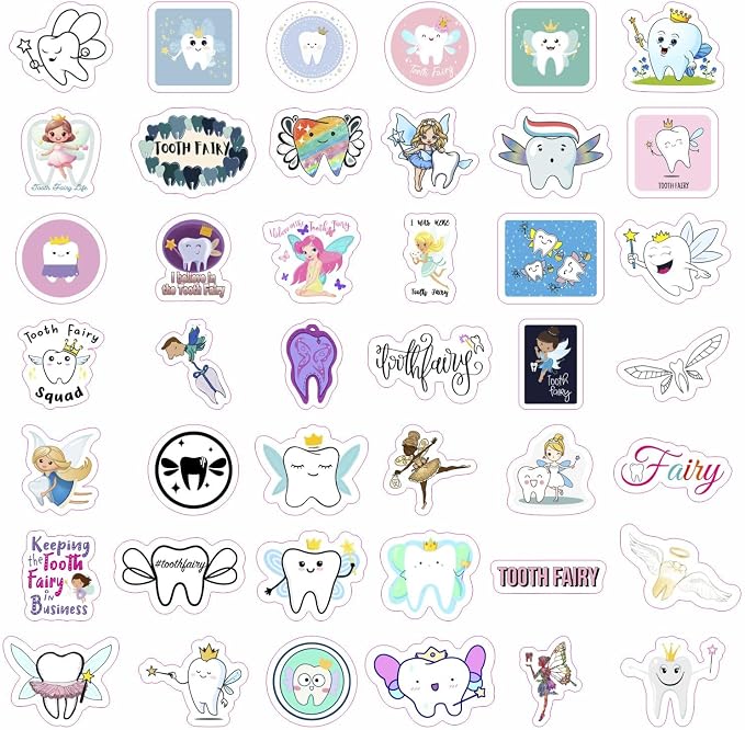 100Pcs Tooth Fairy Stickers for Water Bottle and Laptop - Image 4