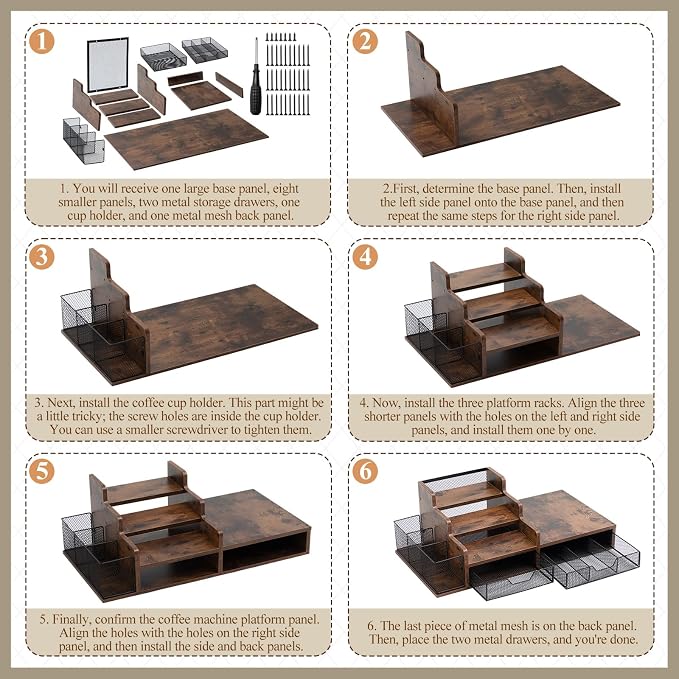 Potchen Wood Coffee Station Organizer Coffee Bar Organizer - Image 4