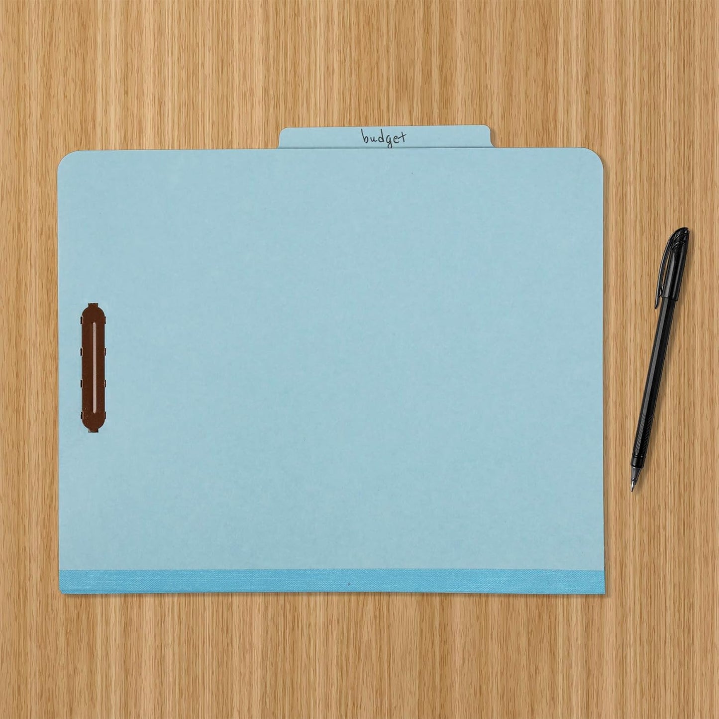 Amazon Basics Classification Folder with Prongs, 100% Recycled, 2 Dividers, 2" Embedded, 12.17 x 10.39 inch (Letter) Size, Light Blue, 10 Count per Box
