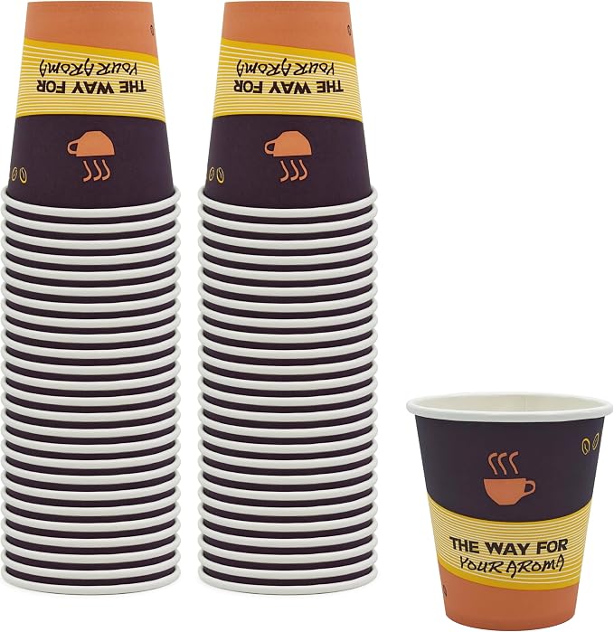 PAMI Disposable Coffee Cups, Single-Use Paper Cups, To-Go Hot Beverage Cups by PAMI