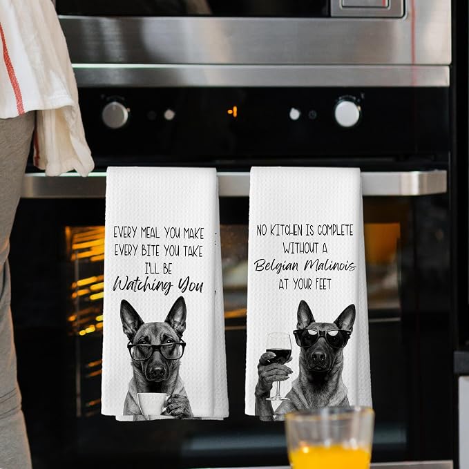 Belgian Malinois Kitchen Towels Set of 2, Dog Kitchen Accessories, Bar Decor - Image 2