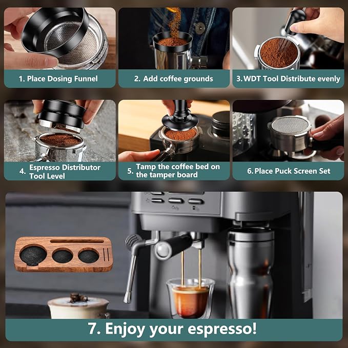 7 Pack Espresso Accessories Kit, 54mm Espresso Tool Kit | Espresso Tamping - Image 6