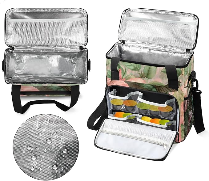 Hummingbird Spring Floral Coffee Maker Carring Bag, Large Insulated Storage - Image 3