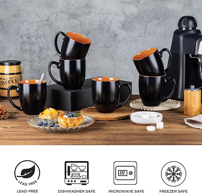 GBhome 16oz Coffee Mugs Set of 6, Large Ceramic Coffee Mugs - Image 5